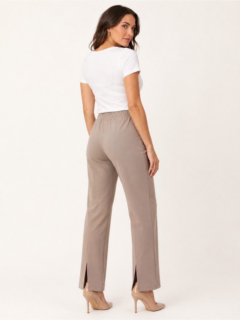 Ming Wang Womens Pull On Pants Taupe Straight Leg Elastic Waist Size XL NWT - Picture 3 of 12